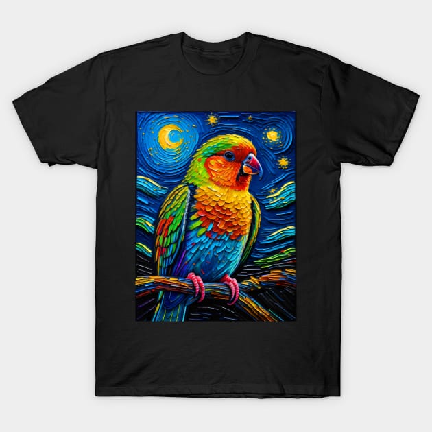 Lovebird in starry night T-Shirt by FUN GOGH